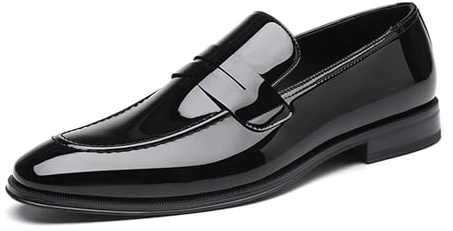 DECARSDZ Mens Slip-On Penny Loafer Casual Dress Shoes Black Wedding Formal Work Pointed Toe Men Tuxedo Shoes