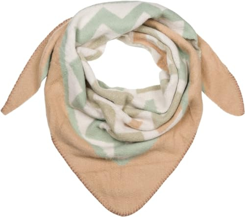 styleBREAKER Dam XXL Web trekantig halsduk med färgglada sicksackmönster, triangelduk, vinterhalsduk varm mjuk, duk 01020049, Beige lindgrön, En Storlek