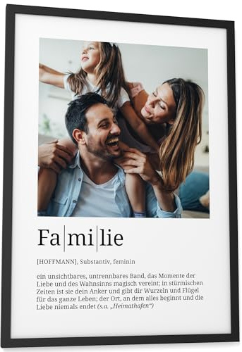 Papierschmiede® Personalisierte Geschenke Familie, Definition mit Foto in DIN A3 (30x42 cm) Rahmen wählbar fertig gerahmt, Persönliches Bild als Geschenk zum Muttertag Vatertag Weihnachten Geburt