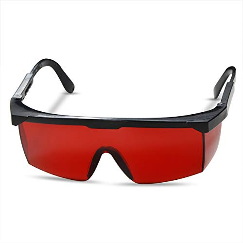 FREEMASCOT OD 4+ Laserschutzbrille mit Wellenlänge, 190 nm-550 nm, für typische 405 nm, 450 nm, 520 nm, 532 nm Laserlicht zur Haarentfernung, Laserbehandlung, Augenschutzbrille (Rot)
