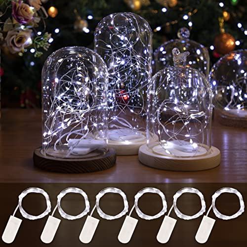 HXWEIYE 6 Stück LED Lichterkette Batterie, 2M 20LEDs | Silber Kupferdraht, Batteriebetrieben, Mini Lichterketten, Deko für Flasche Geburtstag Innen Außen Weihnachten Deko(Weiß)