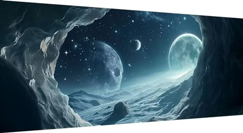 Qiaoqoo Mond Diamond Painting xxl 225x90cm, 5D DIY Diamant Painting Bilder Landschaft Diamand Painting Kinder mit Diamond-Painting Zubehör, Groß Diamant kunst Basteln Erwachsene, Home Décor Malerei