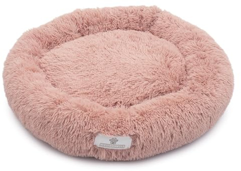 pfoten&nasen® Wolke 7 Hundebett M (Rosa, 75 cm) – Flauschiges Donut-Hundekörbchen für kleine bis mittelgroße Hunde, rundes Hundekissen mit Wendekissen, Abnehmbarer Bezug, waschbar, rutschhemmend