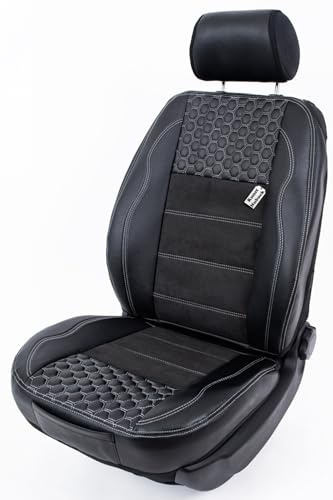 Piton Hexagony Nubuck White Sitzauflage Auto, Autositzschoner, Sitzschoner Auto, hermittel in der EU, universeller Sitzbezug, Sitzschutz kompatibel mit den meisten Autos und SUV