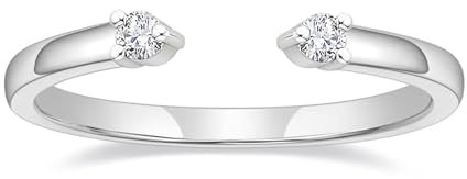 Titaniumcentral Vorsteckring Damen Schmal Offen Verstellbarer Ring Zirkonia Zierlich Schlicht Verlobungsringe Eheringe Versprech Ringe (Silber,53 (16.9))