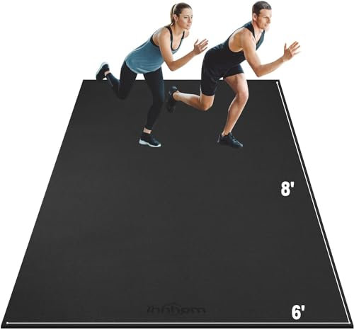 innhom Tappetino protettivo per il pavimento, per il fitness, antiscivolo, ad alta resistenza, per tapis roulant (243 x 182 x 0,7 cm, nero)