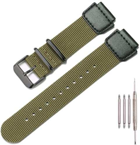 Nylonband kompatibelt med Casio AE1200WH AE-1500 W-218H SGW-300 500, rostfritt stålarmband för herrar, 18mm, koppel