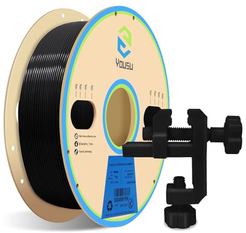 YOUSU PETG 3D Printer Filament 1.75 mm, 1 kg PLA Filament (2.2 lbs) Better Physical Strength and Layer Bonding Performance, Fit Most FDM Printers (PETG Black)
