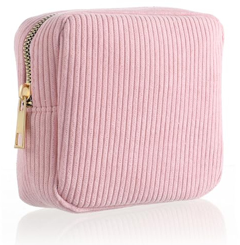 Bremorou Mini Damenbinde Aufbewahrung Tasche - Kosmetiktasche Klein für Tampons und Binden - Tragbare Perioden Tasche (Rosa)