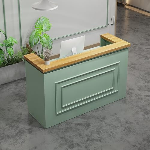 Moderne Empfangstheke mit abschließbaren Schubladen für Büro, Computertisch, Supermarkt, Convenience Store, Bar, Schönheitssalon und Bekleidungsgeschäft, Grün (120 x 50 cm)