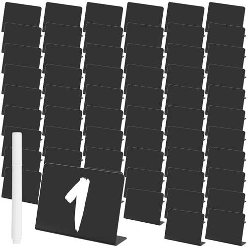 CHUIFAI 60 Stück Buffet Schilder zum Beschriften, 100x76mm Kreidetafel zum Beschriften Klein, L Form Mini Kreidetafeln Schilder Preisschilder Aufsteller für Buffet, Bäckerei, Party, Hochzeit