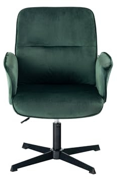 39F Furniture Dream Moderm verstellbarer Drehsessel aus Samt mit hoher Rückenlehne und Metallsockel, ergonomisches Design, bequemer Bürostuhl für Wohnzimmer, Schlafzimmer, Büro, Grün, 61,5 x 59,5 x 93