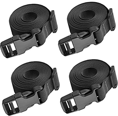 YARNOW Starke Spanngurte Aus Nylon für Camping 4 Stück 2 5 cm M Schwarz Stabile Zurrgurte für Gepäck und Fracht