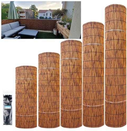 BZCKBZ Natürlicher Sichtschutz Schilfrohrmatte Rollzaun Dekorativer Schilfzaun Für Die Terrasse Im Hinterhof, Dekorativer Zaun Für Gartenzaun, Trennwand, Bambuszaun(90x600cm(3.0x19.7FT))