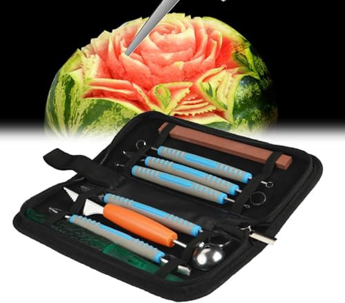 9 Pezzi Kit Di Utensili Per Intaglio Alimentare, Utensili Per Intaglio Culinario, Utensili Per Tagliare E Affettare Frutta E Verdura Con Borsa Portaoggetti, Adatti Per Verdure, Frutta, Carne, Gelato