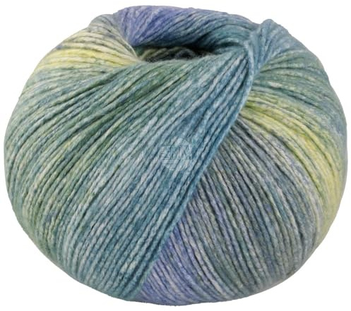 LANA GROSSA Gomitolo Mambo | Flauschig Baumwollgarn mit Streifen-Farbverlauf aus dem Knäuel | Handstrickgarn aus 100% Baumwolle (Bio) |100g Wolle zum Stricken & Häkeln | 240m Garn FB 2038