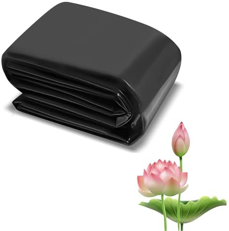 HDPE Teichfolie schwarz, Strapazierfähig 6 x 5,0 m, 8 x 7,0 m, PVC Teichfolie für Fischteiche, Springbrunnen und Wassergärten, UV- und witterungsbeständig für Teiche von ca