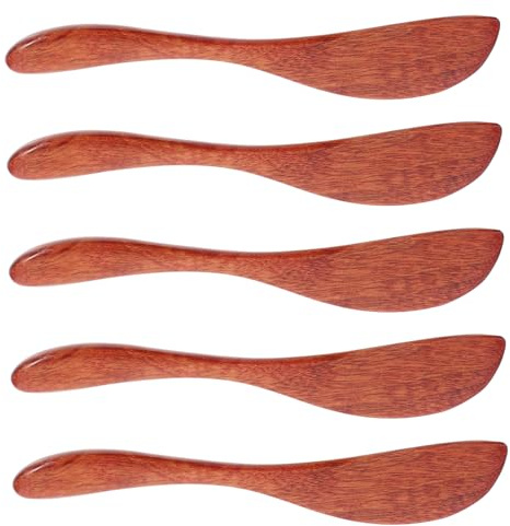 KOCKSHION 5 Pièces Couteaux à Spatule Bois Épandeur Multifonctionnel pour Beurre Confiture Crème et Gâteaux Ustensiles de Cuisine Bois