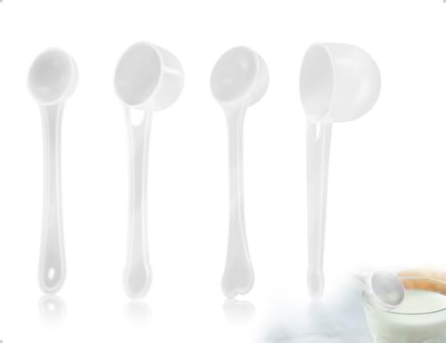 AOYEGIC Cucchiaio Dosatoreda 4 Pezzi, Cucchiaio Dosatore Trasparente Con Scala, Utilizzato Per Cottura Al Forno, Cucina, Caffè, Detersivo, Proteine In Polvere, Creatina, A Casa (1 G, 3 G, 5 G, 10 G)