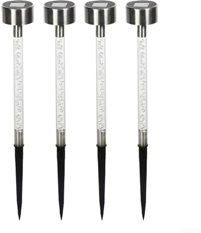 Whychstore 4Pcs LED Solar Garden Lights, Weatherproof Stainless Steel Solar Lights, Color Changing LED Light, for Lawn Patio Flowerbeds Outdoor Decorations
