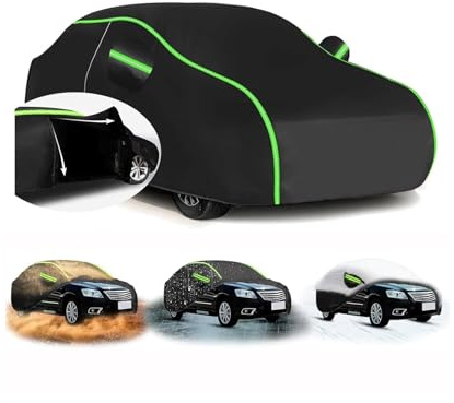 Car Cover for Jeep Wrangler TJ 1997-2006 (413 x 168 x 178cm),Waterproof + UV Defense + Scratch Proof, Wind & Dust Resistant with 360° Reflective Trim & Storage System