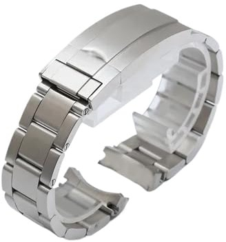 WTNZBAEM Kompatibel mit Rolex SUBMARINER DAYTONA SUP GMT Herren Feinabstimmung Zugknopfverschluss Edelstahl Uhrenkette Uhrenarmband 20mm(Matte silver,21mm)