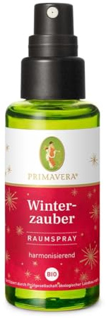 PRIMAVERA Winterzauber Raumspray bio 50 ml - Fruchtig-warmer Raumduft mit Mandarine grün, Tonka Extrakt & Benzoe Siam – 100% naturreine ätherische Öle - vegan