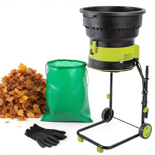 Biotrituradora Eléctrica 2500W Para Jardín Con Bolsa Y Ruedas, Trituradora De Hojas 8000 RPM, Sis-tema Seguro Sin Cuchillas, Reducción 17:1 Compostaje(Powercordx30m)