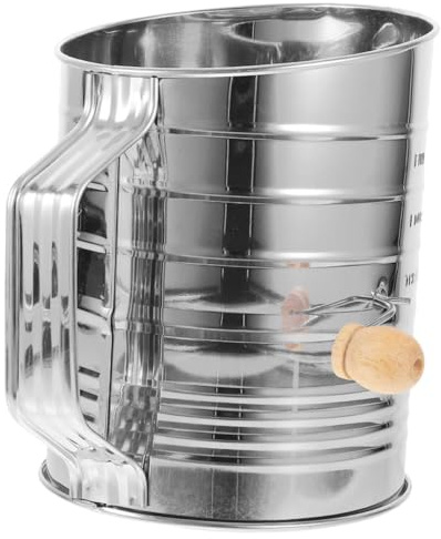 Stainless Steel Flour Sifter Hand Crank Fine Mesh Sieve for Baking