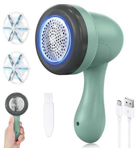 Lint Remover, Electric Fabric Shaver Bobble Remover for Clothing with 3 Blades & USB, Portable Quick Debobbler clothes Shaver Lint Roller Carpet Clothe Sweater Fuzz Pilling Fluff Remover for Clothes