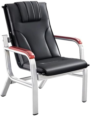 LYUCAYHQ Chaises de Réception, Chaise de Salle D'attente avec Accoudoirs en Chêne, Structure en Acier Laminé à Froid et Coussin D'assise en PU, pour la Maison et Le Bureau(Black)