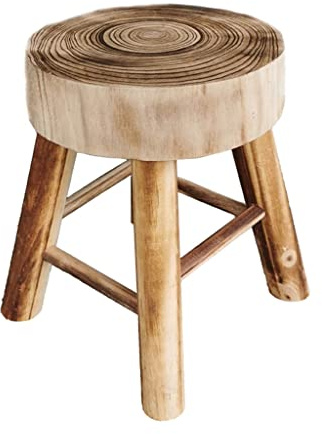 Runder Retro-Holzhocker, niedrige Mobilheimbank, umweltfreundlich, Holzstuhl für Wohnzimmer, Braun, 30 x 45 cm, stilvolle Sitzlösung für moderne Dekoration