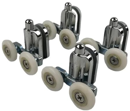 Puleggie di fissaggio per porte doccia, Rulli di ricambio for porte scorrevoli della doccia, doppia ruota for box diametro 23-27 mm(4pcs Lower Part,Diameter 27mm)