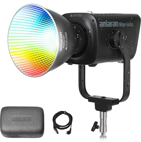 Amaran Ray 660c Full-color COB LED Video Light Bowens Mount IP54 Weather Resistance App Control NFC DMX via USB-C CRI 95+ TLCI 95+ (660, Watts)