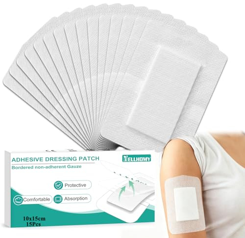 15 Stück Wundpflaster Steril 10x15cm, Einzeln Verpackt Selbstklebender | Wundverband mit saugfähigem Pad, Atmungsaktive Vliesstoff Pflaster für empfindliche Haut