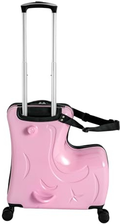 QTREIDG barnkoffert att sitta på 20 tum, barnkoffert 360° sitkoffert trolley för barn hårdskalsresväska robust, rullkoffert rosa med kombinationslås för flickor 3–6 år