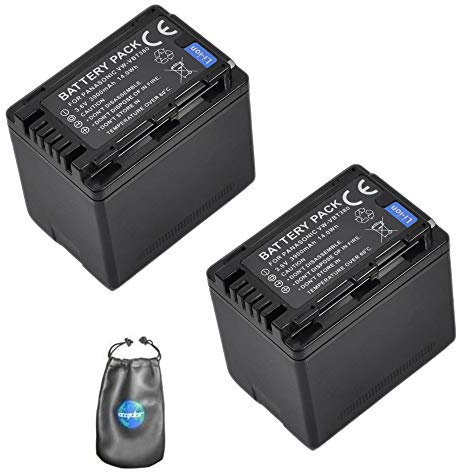amsahr® ValuePack (2 Unidades) - Batería de Repuesto Digital para cámara y videocámara Panasonic VW-VBT380, Serie HC-V110, HC-V130, HC-V160, HC-V180, Incluye Bolsa para Accesorios de Lente