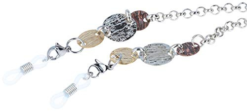 Angesagte Brillenkette NAPLES aus nickelfreiem Metall mit Gummischlaufe und Stopper (Kreise Silber)