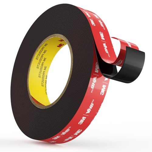Elover Schwerlast Montage Klebeband doppelseitig, VHB wasserdichtes Schaumband, 4,8m Länge, 24 mm Breite für Auto-LED-Streifen, Wohnkultur, Bürodekoration