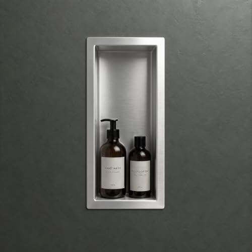 Mai & Mai Duschnische Bad aus Edelstahl Silber 15cm x 30cm x 8,3 cm | Wandnische Dusche Duschregal befliesbar, einfache Montage im Bad, Vertikal oder horizontal installierbar, MBK01