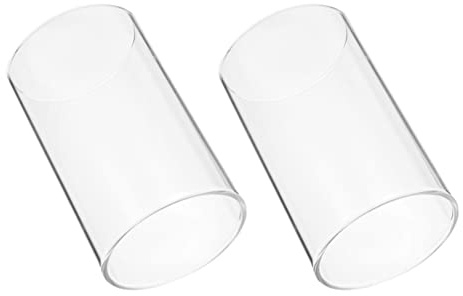 Veemoon Glass Candle Lampshade 2Pcs Transparent Cylinder Windproof Cover for Home Office Wedding Party Decorative Glass Cylinder Candle Holder 3.1X5.9 Inch