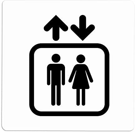 Becral® - Señal adhesiva de PVC ASCENSOR | Placa puerta PVC BLANCO | Señal informativa | Cartel Puerta 100X100mm