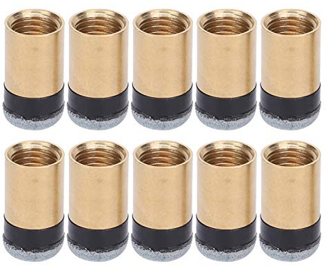 Ejoyous Pool-Queue-Spitzen, 10 Mm, 10 Stück, Snooker-Queue-Spitzen und Ferrulen, Metall-Billard-Queue-Spitzen, Harte Leder-Schraubspitzen, Ersatz-Set für Snooker-Queue-Spitzen