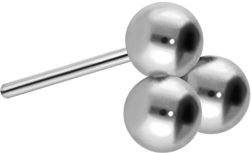 PIERCINGLINE Titan Labret Aufsatz mit Push Pin 3 KUGELN OHNE Labret Stecker Piercing Ohr Conch Tragus Lippe Nase Medusa Farbauswahl