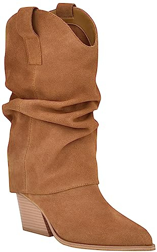 Nine West Botas Wilton Western para mujer, Cognac 210, 37.5 EU