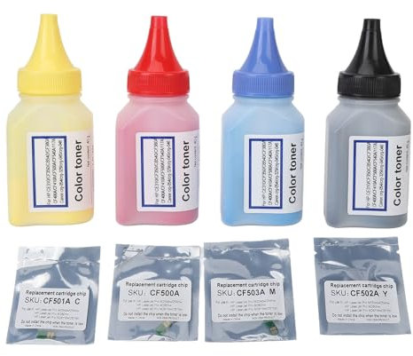 Fyearfly 4 Flaschen Toner Drucker, Drucker Nachfülltoner Gelb/Rot/Blau/Schwarz Pulver Ersatz Für CF540a CF500a CF530a CRG055 CRG054 CRG045