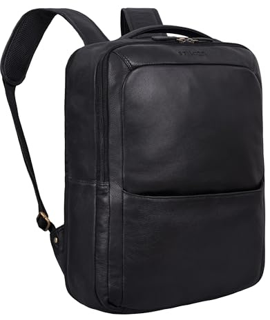 STILERD Mochila de Cuero Genuino para Damas y Caballeros Grande, 15.6 Pulgadas para Negocios y Oficina