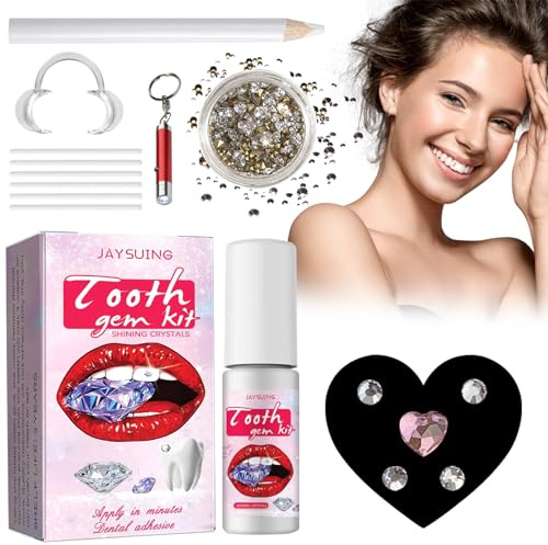 MHDUYEG Gemas Dentales Tooth Gems Kit Diamante Dientes Kit de Gemas Para Dientes Kit de Gemas de JoyeríA de Dientes, Juego de Decoración de Dientes de Joyería, Rhinestone Dental Kit