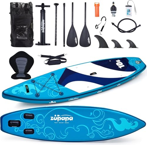 Zupapa 10'6 uppblåsbar stå-paddelbräda uppblåsbar surfbräda med kajaksits SUP-bräda kompletta tillbehör | 3 års garanti