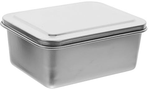Mikinona Stainless Steel Tiramisu Baking Pan with Lid Square Tray | Silver Finish, Fine Workmanship and Practical Build, Simple Design, Beautiful Appearance